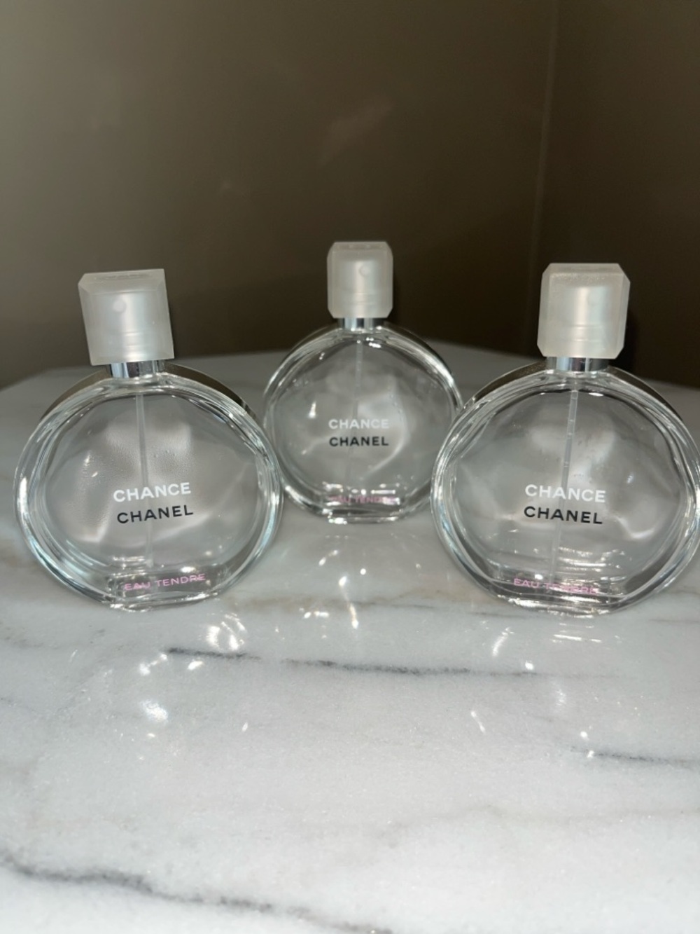 Chanel Chance Eau Tendre  Perfume Bottles - Clear Glass - 1.7oz, 50ml Set of 3